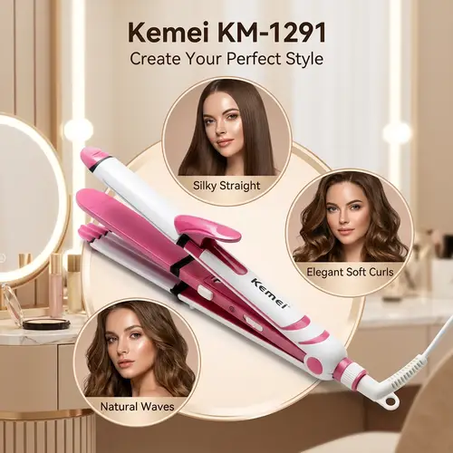 Kemei KM-1291 3 in 1 Hair Straightener